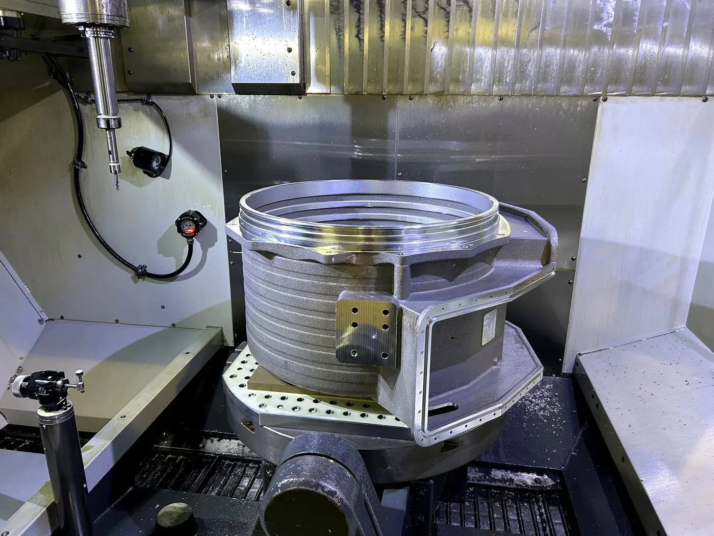 Aluminum casting being machined
